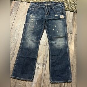 Affliction Black Premium Blake Relaxed straight Distressed Jeans Dark wash